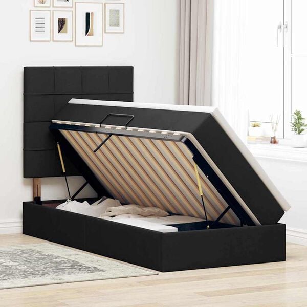 vidaXL F&ouml;rvaringss&auml;ng med madrass Svart 90 x 190 cm Polyester