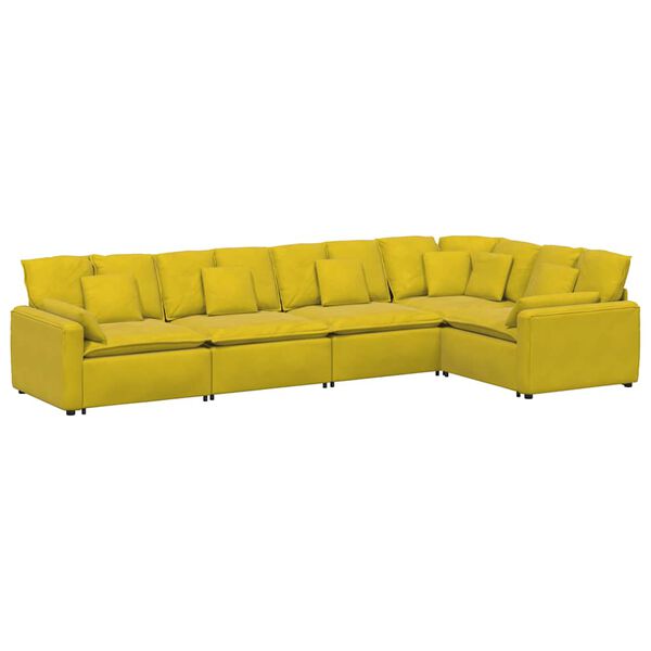 vidaXL Modulsoffa med kuddar sammetsgul