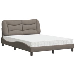 vidaXL Bed with Mattress "Hvar" Taupe 140x200 cm Fabric