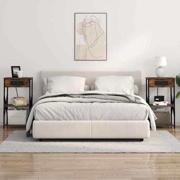 vidaXL Nattduksbord med hylla R&ouml;kt ek 41 x 31 x 76 cm Konstruerat tr&auml;