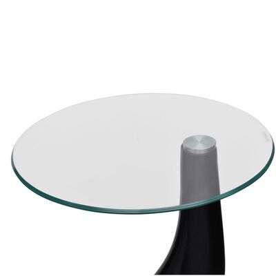 vidaXL Soffbord med rund bordsskiva i glas högglans svart