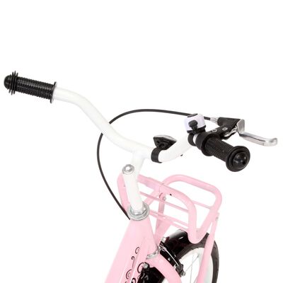 vidaXL Barncykel med frampakethållare 12 tum vit och rosa
