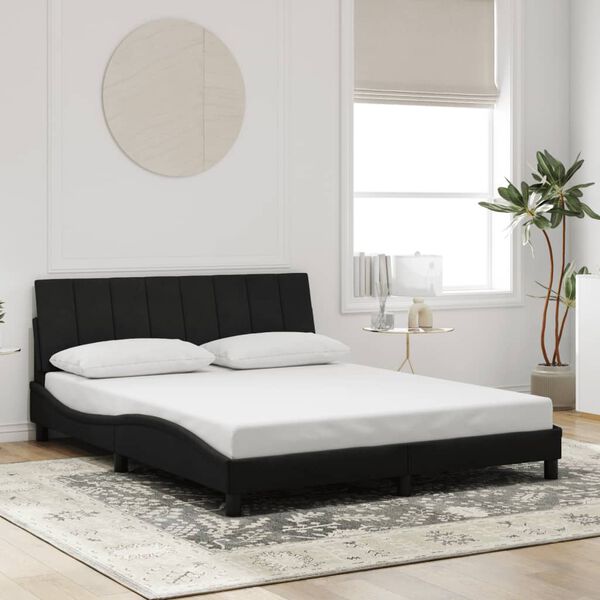 vidaXL Bed Frame with LED without Mattress "Hanko" Black 160x200 cm Velvet