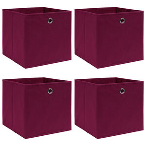 vidaXL F&ouml;rvaringsl&aring;dor 4 st m&ouml;rkr&ouml;d 32x32x32 cm tyg