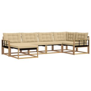 vidaXL Utomhussoffset med kudde 6 pcs Vit och Beige