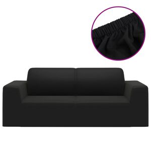 vidaXL Soff&ouml;verdrag 2-sits med stretch svart polyesterjersey