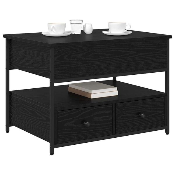 vidaXL Kaffeebord med l&aring;da Svart Ek 70 x 50 x 54.5 cm Konstruerat tr&auml;