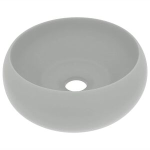 vidaXL Lyxigt runt handfat matt ljusgr&aring; 40x15 cm keramik