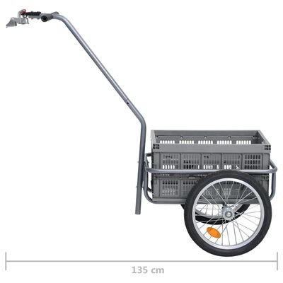 vidaXL Cykelvagn med 50 L hopfällbar transportlåda grå 150 kg