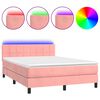 vidaXL Rams&auml;ng med madrass & LED rosa 140x190 cm sammet