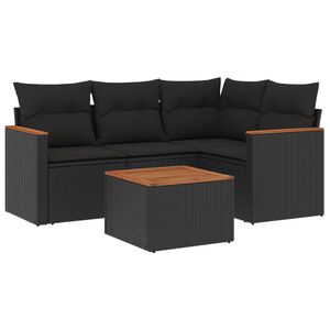 vidaXL Loungegrupp f&ouml;r tr&auml;dg&aring;rden med dynor 5 delar svart konstrotting
