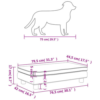 vidaXL Hundbädd med förlängning svart 100x50x30 cm sammet