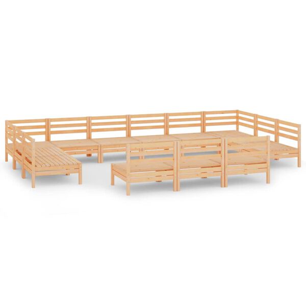 vidaXL Loungegrupp f&ouml;r tr&auml;dg&aring;rden 13 delar massiv furu