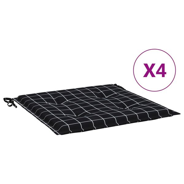 vidaXL Stolsdynor 4 st svartrutig 50x50x3 cm tyg