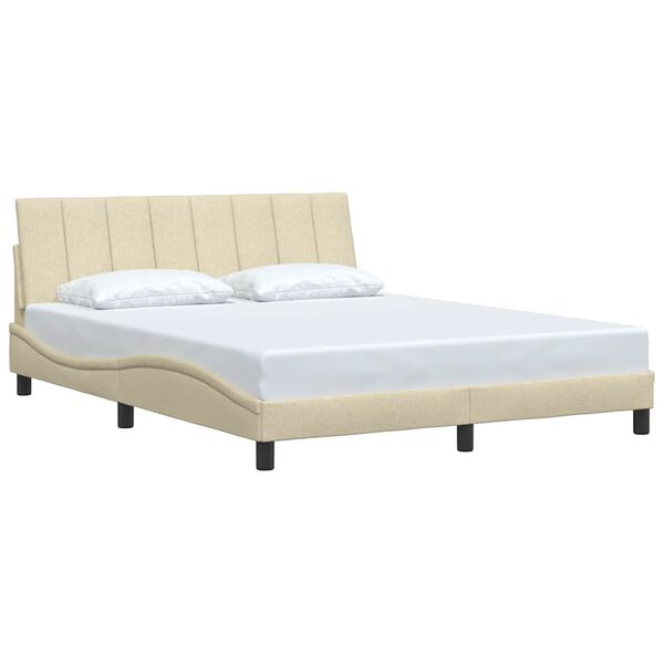 vidaXL Bed Frame without Mattress "Hanko" Cream 160x200 cm Fabric