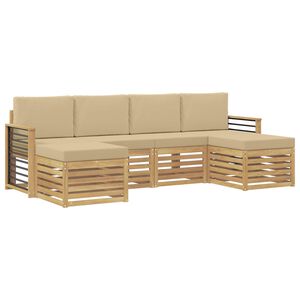 vidaXL Soffgrupper med kudde 6 pcs Vit och Beige Polyester