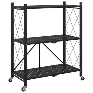 vidaXL F&ouml;rvaringshylla p&aring; hjul svart 71x34x88 cm st&aring;l