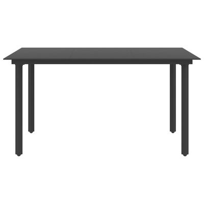 vidaXL Trädgårdsbord svart 150x80x74 cm stål och glas