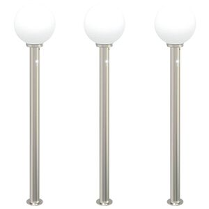 vidaXL Pollare med sensor 3 st 120 cm rostfritt st&aring;l IP44