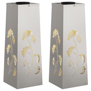 vidaXL Solar LED Stig Ljus 2 st Varmvit 18 x 18 x 50 cm Rostfritt st&aring;l