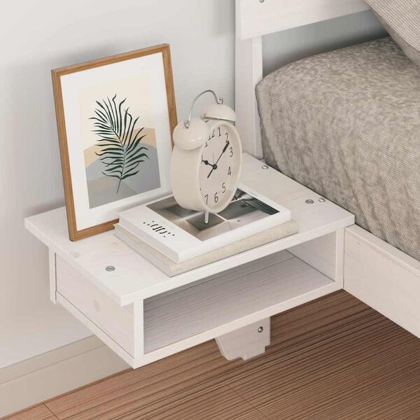 vidaXL Sängram med huvudgavel Vit 75 x 190 cm Massiv furu