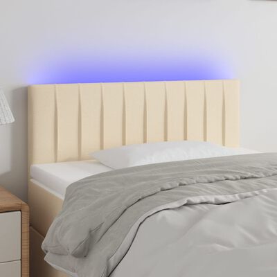 vidaXL Sänggavel LED gräddvit 100 x 5 x 78/88 cm tyg