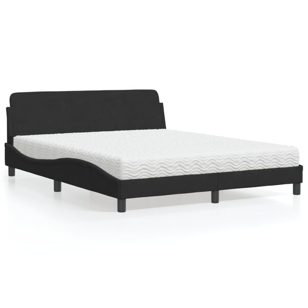 vidaXL Bed with Mattress "Dover" Black 160x200 cm Velvet