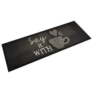 vidaXL K&ouml;ksmatta maskintv&auml;ttbar svart mugg 60x180 cm sammet