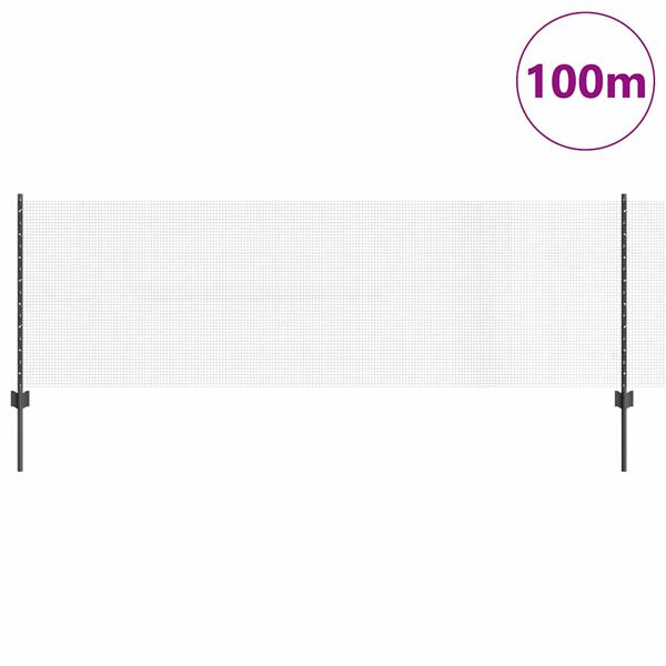 vidaXL Stängsel med stolpe Grå 0,8 x 100 m Stål och PVC