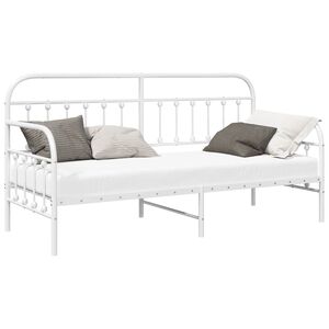 vidaXL Dagb&auml;ddram Vit 80 x 200 cm Pulverlackerat st&aring;l