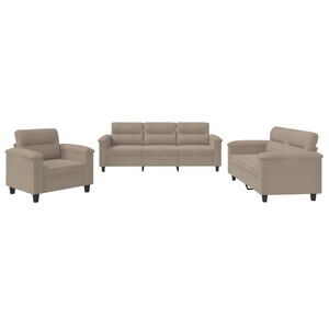 vidaXL Soffgrupp med kuddar 3 delar taupe mikrofibertyg