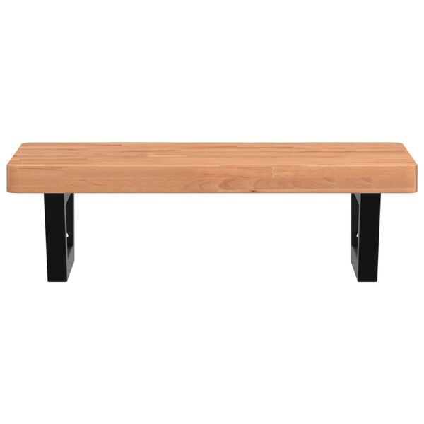 vidaXL V&auml;ggmonterad handfatshylla st&aring;l och massiv bok