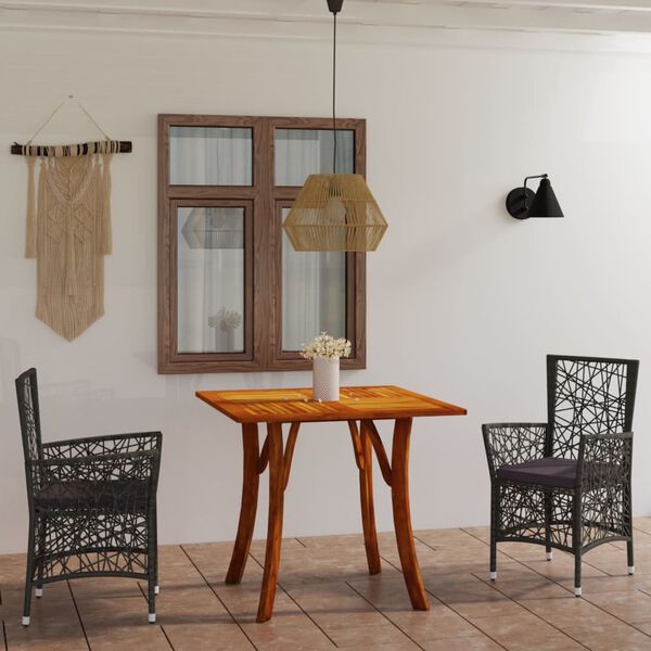 vidaXL Matgrupp f&ouml;r tr&auml;dg&aring;rden 3 delar gr&aring;