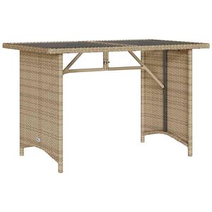 vidaXL Tr&auml;dg&aring;rdsbord med glasskiva beige 110x68x70 cm konstrotting