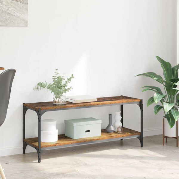 vidaXL TV-sk&aring;p Gammalt tr&auml; 100x33x41cm Konstruerat tr&auml; och j&auml;rn