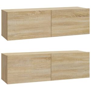 vidaXL V&auml;ggmonterade tv-b&auml;nkar 2 st 100x30x30 cm konstruerat tr&auml;