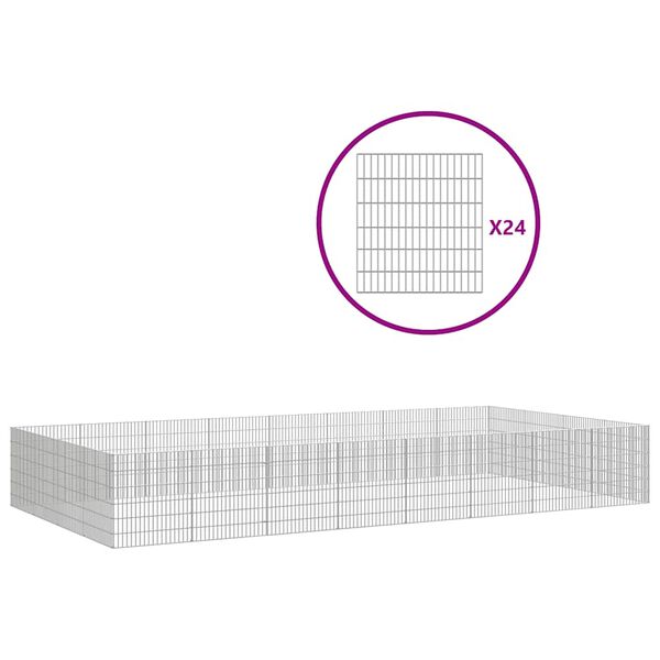 vidaXL Husdjursbur 24-panel 54x60 cm galvaniserat järn
