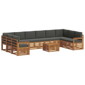 vidaXL Sektionsoffgrupp 11 pcs Naturlig och Antracit Massivt Akaciatr&auml;