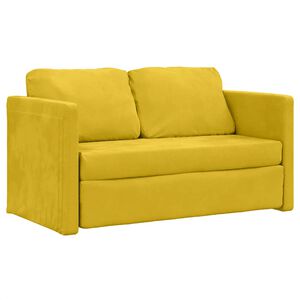 vidaXL Golvb&auml;ddsoffa 2-i-1 m&ouml;rkgul 122x204x55 cm sammet