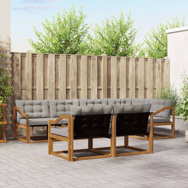 vidaXL Utomhussoffset med kudde 7 pcs Naturlig och Ljus Gr&aring;