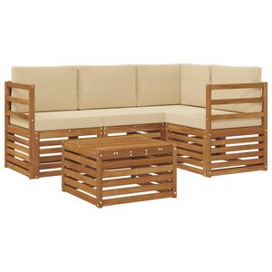 vidaXL Utomhussoffset med kudde 5 pcs Naturlig och Beige