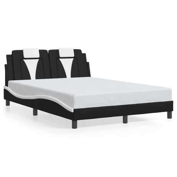vidaXL Bed Frame "Viana" without Mattress Black and White 140x190 cm Faux Leather