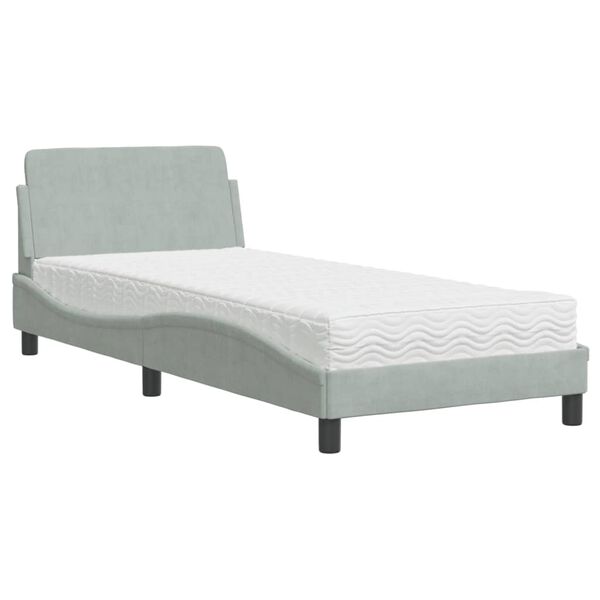 vidaXL Bed with Mattress "Dover" Light Grey 90x190 cm Velvet