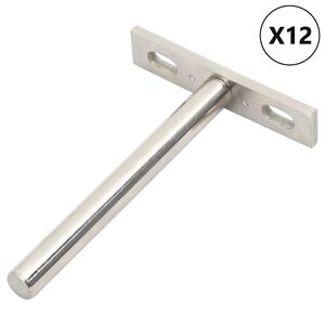 vidaXL Konsoler f&ouml;r flytande hyllplan 12st osynlig &Oslash;10x100 mm kolst&aring;l