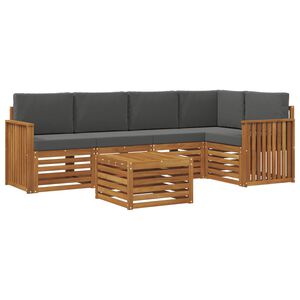 vidaXL Utomhussoffset 6 st Naturlig och Antracit Polyester
