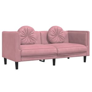 vidaXL Soffa med kuddar 2-sits rosa sammet