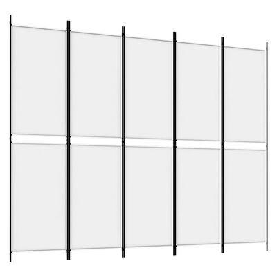 vidaXL Rumsavdelare 5 paneler vit 250x200 cm tyg