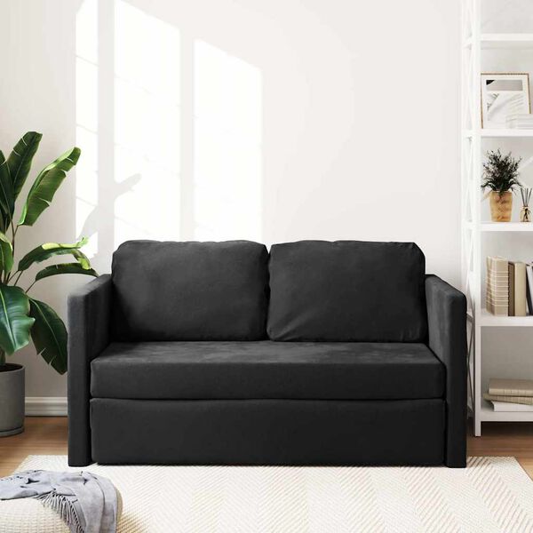 vidaXL Golvb&auml;ddsoffa 2-i-1 svart 122x204x55 cm sammet