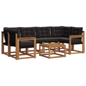 vidaXL Utomhussoffset med kudde 7 pcs Naturlig och svart