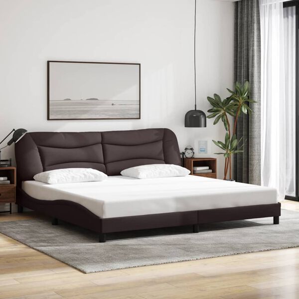 vidaXL Bed Frame without Mattress "Hvar" Dark Brown 200x200 cm Fabric